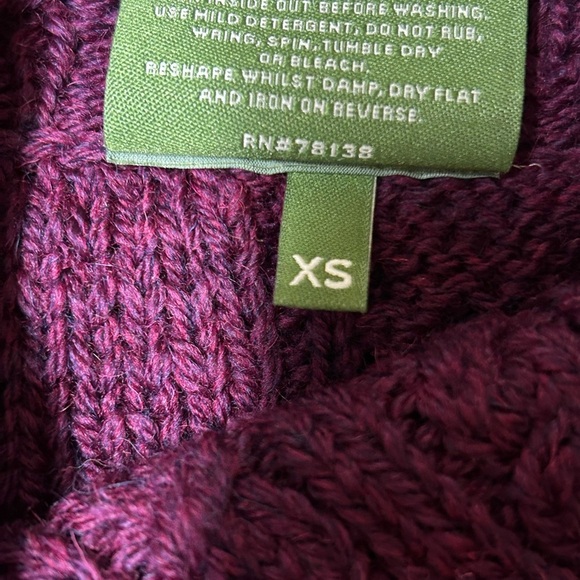 Shannon Woolen Mills Cable Knit Sweater Made In Ireland women size XS purple - Picture 4 of 6